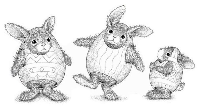Stempelplatte Kaninchen Hasen frohe Ostern Bild 1