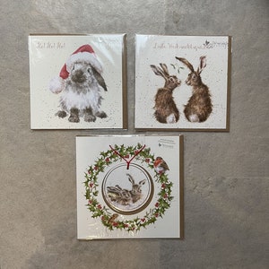 Rabbit Christmas Cards with Envelope Set of 3 image 1