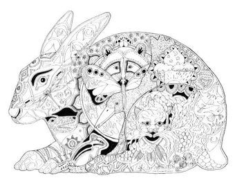 Stamp Plate Spiritual Rabbit Zentanglehase