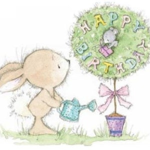 Stempelplatte Kaninchen Hase happy birthday Bild 1