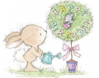 Stamp Plate Rabbit Bunny-Happy Birthday