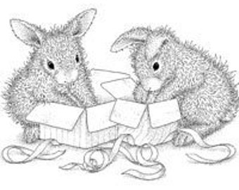Stempelplatte Kaninchen Hasen Geschenke auspacken!