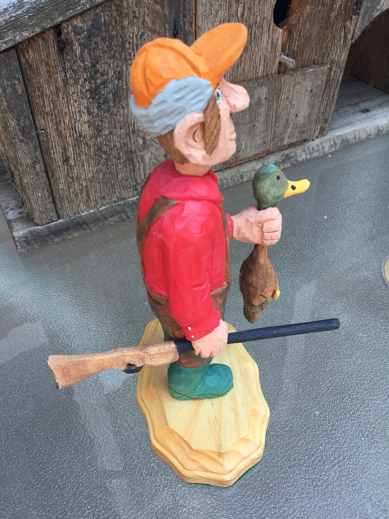 Duck Hunter Basswood Carving Fathers Day| Handcarved Gift for man| |Woodcarving Birthday Gift |