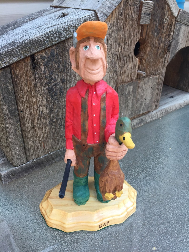 Duck Hunter Basswood Carving Fathers Day| Handcarved Gift for man| |Woodcarving Birthday Gift |