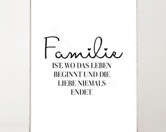 Art Print Poster Family Home Happiness Image Typography Etsy