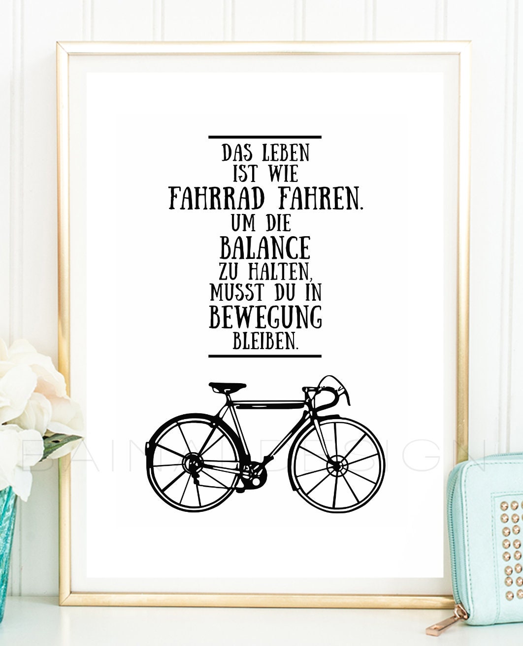 FAHRRAD FAHREN Kunstdruck Poster Bild Typografie Spruch Zitat Etsy