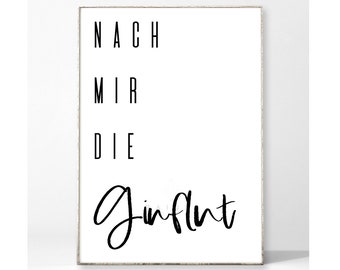 GINFLUT Kunstdruck Poster Bild Typografie Spruch Schreibschrift Gin Bar Küche witzig