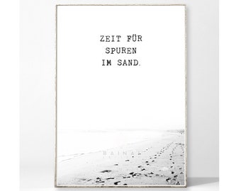 SPUREN IM SAND Art Print Poster Picture Typography Saying Sand Beach Sea Landscape Footprints Travel