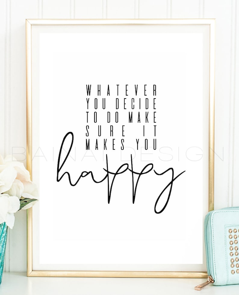 HAPPY Kunstdruck Poster Bild Typografie Spruch Schreibschrift Etsy.de