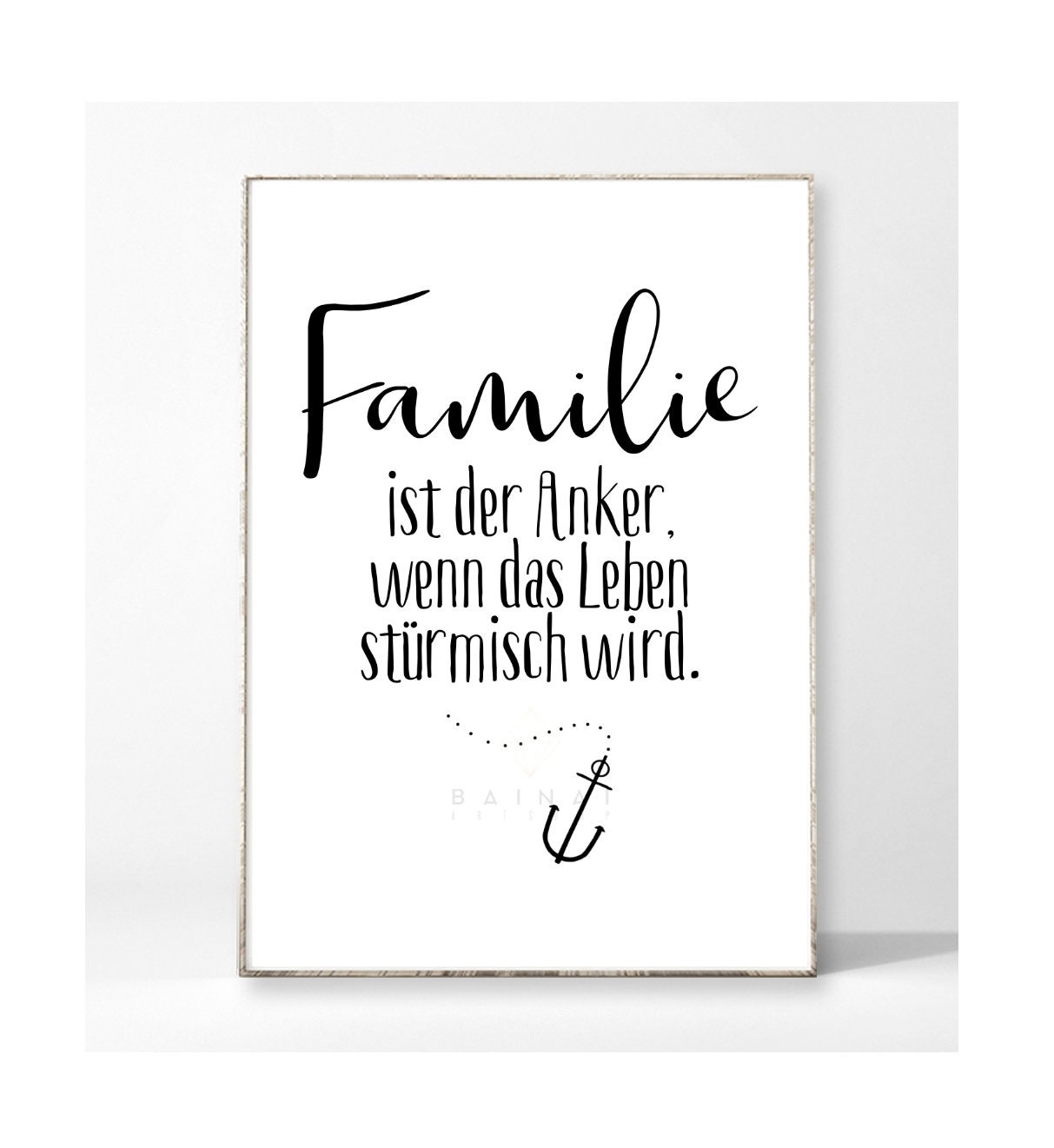 FAMILY ANKER Art Print Poster Image Typography Saying Cursive Etsy