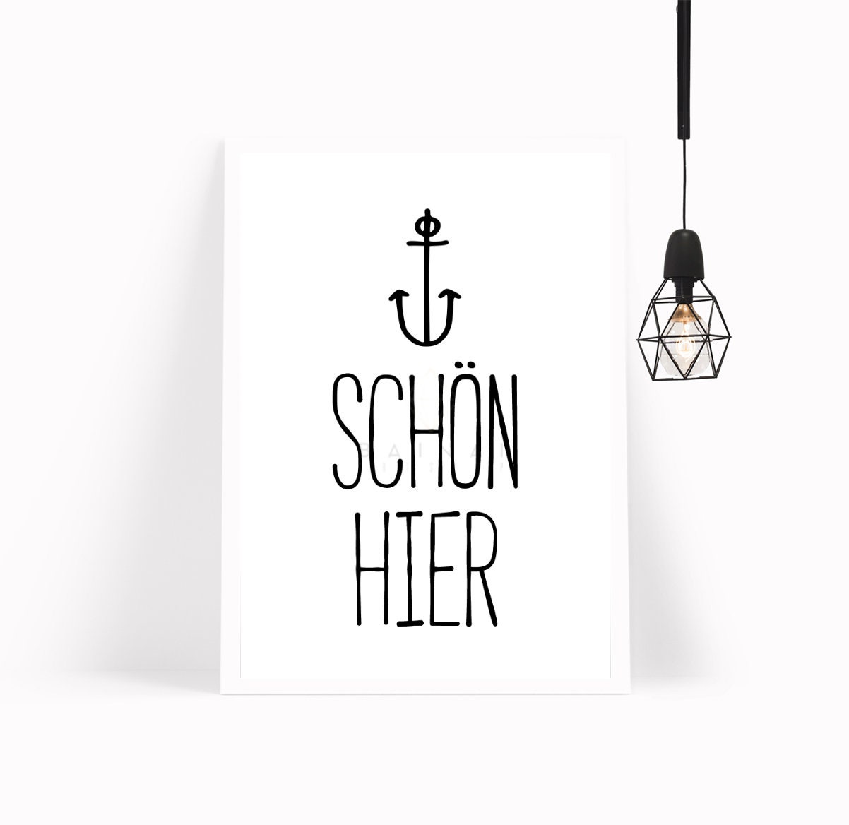 SCHÖN HIER Kunstdruck Poster Bild Typografie Spruch Anker Etsy.de