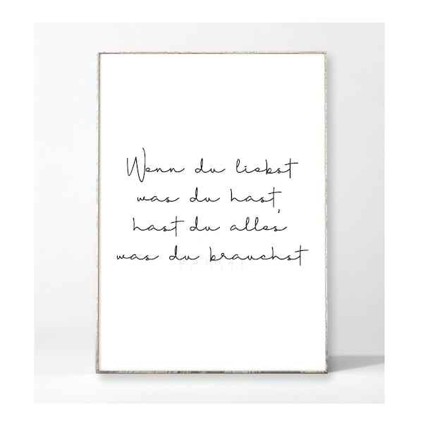 WAS DU BRAUCHST Kunstdruck Poster Bild Typografie Spruch Schreibschrift Handschrift Inspiration Leben