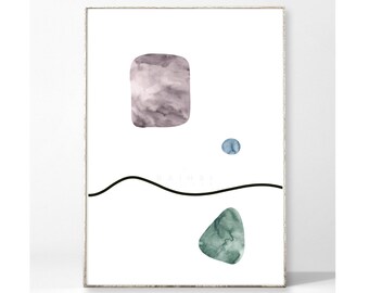 TALES 02 Art Print Poster Image Geometry Pattern Minimalism Geometric Pebbles Abstract Circle Shapes Watercolor Watercolor