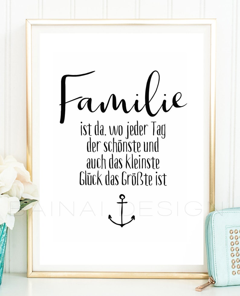 FAMILIE & GLÜCK Kunstdruck Poster Bild Typografie Spruch Etsy
