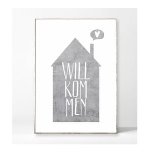 WELCOME Art Print Poster Image Typography Saying Family Home Heart Sayings House Scandinavian vintage