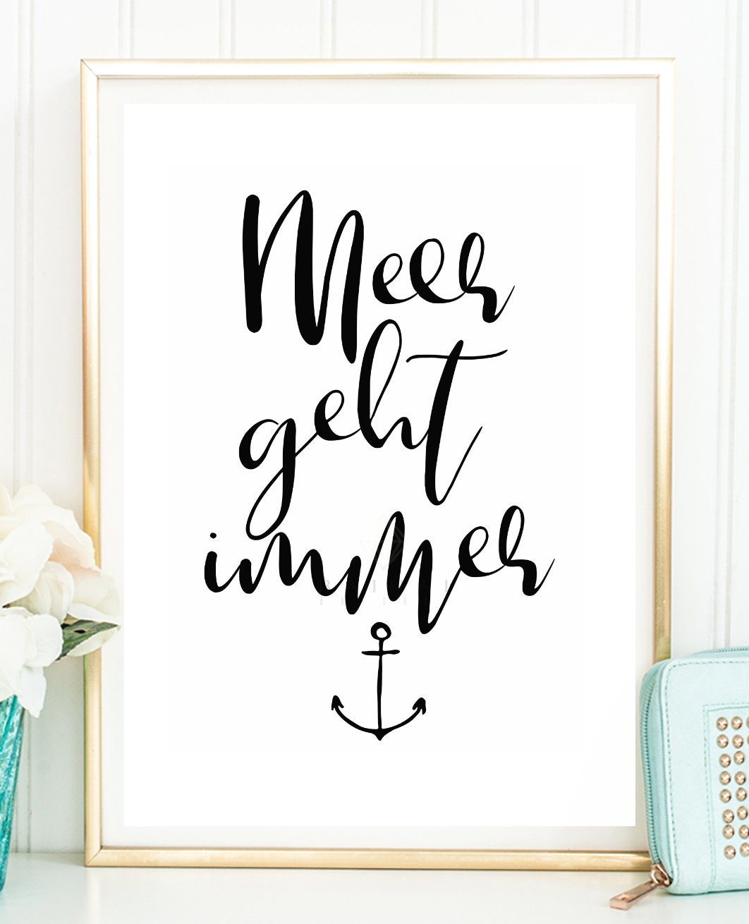 MEER GEHT IMMER Kunstdruck Poster Bild Anker Typografie Spruch Etsy