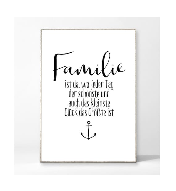 FAMILIE & GLÜCK Kunstdruck Poster Bild Typografie Spruch Etsy