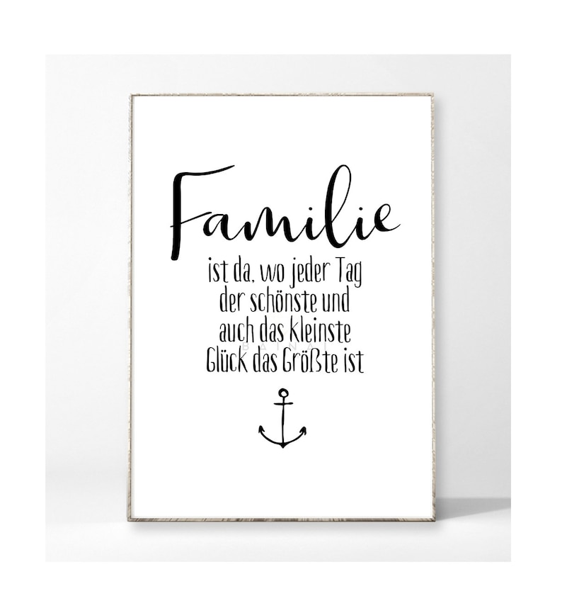 FAMILIE & GLÜCK Kunstdruck Poster Bild Typografie Spruch Etsy