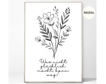 Digitaler Kunstdruck - Wildblumen Spruch - JPG JPEG Datei - Sofort Download - Bild A3 A4 30x40 40x50 13x18 Poster