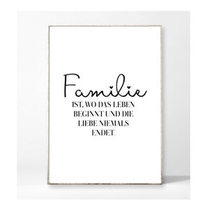 FAMILY Art Print Poster Picture Typography Saying Family Home Happiness Inspiration