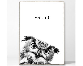 TIME IN DEMAND art print poster image typography saying owl wat sarcasm funny workplace coffee kitchen