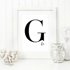 G: GIN Kunstdruck Poster Bild Din A4 Typografie Buchstabe G Blockschrift Getränk Bar Bild 4