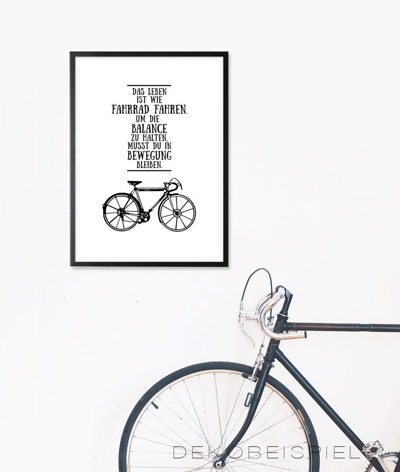 FAHRRAD FAHREN Kunstdruck Poster Bild Typografie Spruch Zitat Etsy