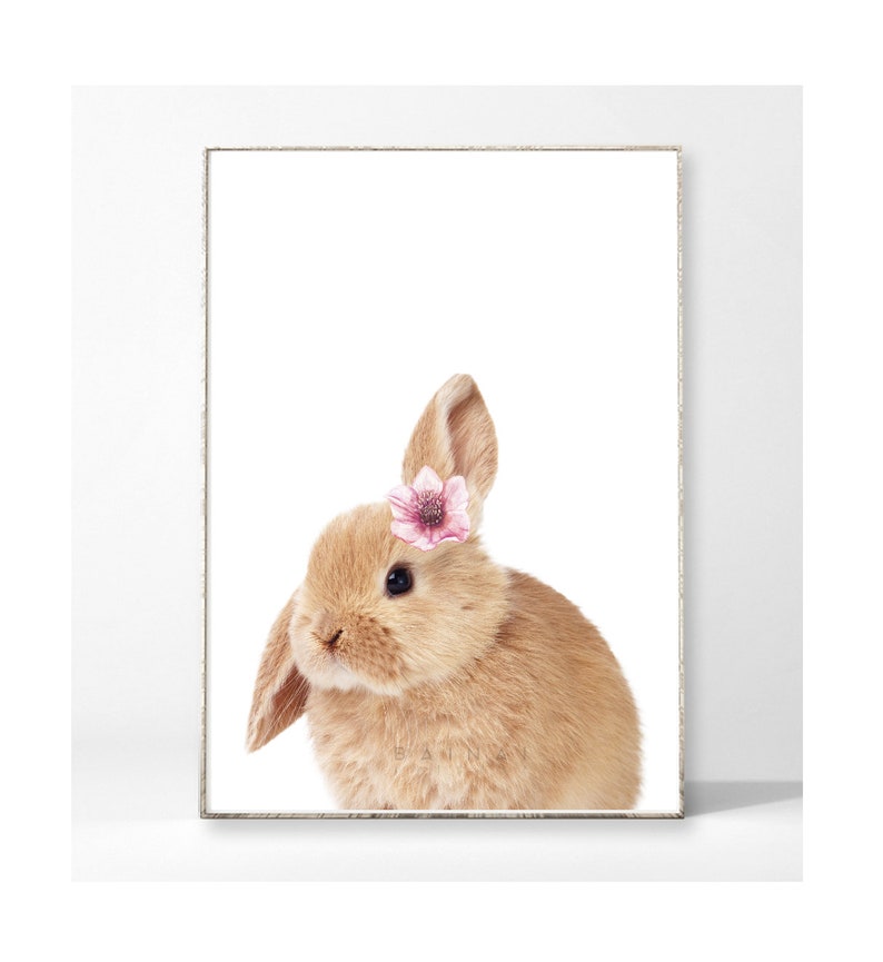 FLOWER BUNNY Kunstdruck Poster Bild DIN A4 Hase Kaninchen