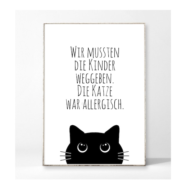 KATZENALLERGIE Kunstdruck Poster Bild Typografie witzig Spruch Katze Haustier Familie Kinder Sprüche lustig ironisch