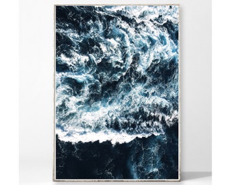 WAVES Art Print Poster Picture Ocean Sea Waves Water Landscape Coast Minimalist Maritime Aerial View