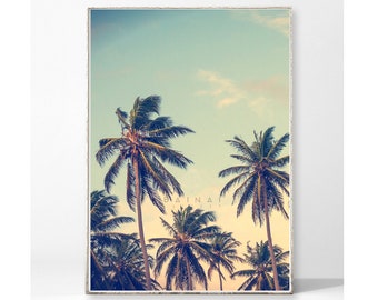 RETRO BEACH 02 Kunstdruck Poster Bild Strand Palmen Natur tropisch retro vintage Sommer