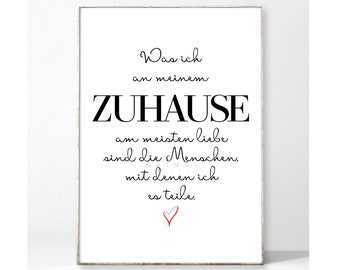 MEIN ZUHAUSE Kunstdruck Poster Bild Typografie Spruch Familie Glück Schreibschrift