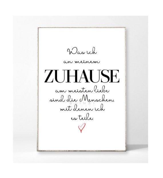 MEIN ZUHAUSE Kunstdruck Poster Bild Typografie Spruch Familie Etsy.de