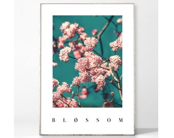 BLOSSOM Kunstdruck Poster Bild Blüte Baum Blume Pflanze Vintage Natur Türkis