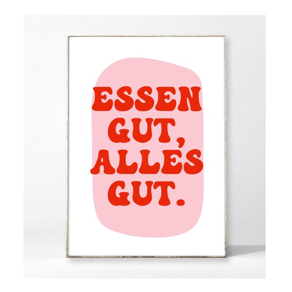 ESSEN GUT ROSAROT Kunstdruck Poster Sprüche Bild Typografie Küche Retro witzig