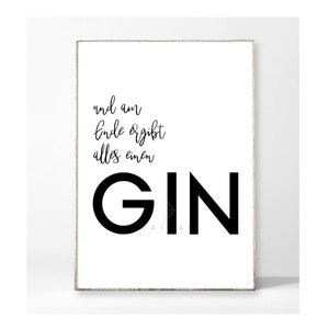 GIN 2 Art Print Poster Picture Typography Saying Cursive Gin Bar Kitchen Funny