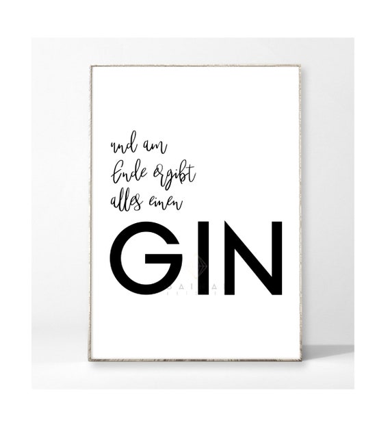 GIN 2 Kunstdruck Poster Bild Typografie Spruch Schreibschrift Etsy