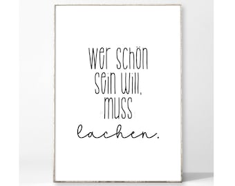 LACHEN Kunstdruck Poster Bild Typografie Spruch Inspiration Motivation Leben Zuversicht Mut