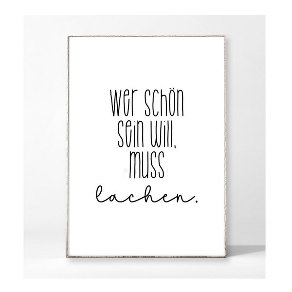 LACHEN Kunstdruck Poster Bild Typografie Spruch Inspiration Motivation Leben Zuversicht Mut