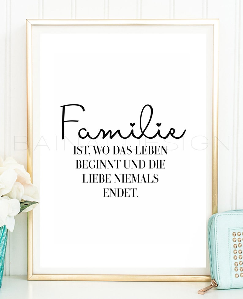 FAMILIE Kunstdruck Poster Bild Typografie Spruch Familie Etsy.de