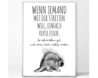 KEKSE Din A4 Kunstdruck Poster Bild Typografie Spruch Arbeitsplatz witzig Geschenk Kollege vintage