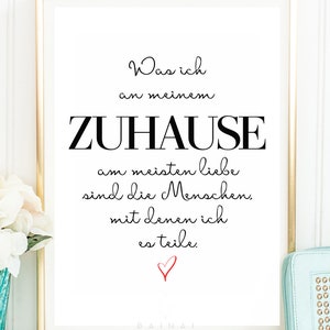 MEIN ZUHAUSE Kunstdruck Poster Bild Typografie Spruch Familie Etsy.de