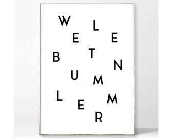 Weltenbummler Kunstdruck Poster Bild Typografie Spruch Minimalismus Reisen Leben