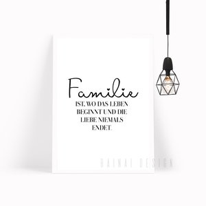 FAMILIE Kunstdruck Poster Bild Typografie Spruch Familie Zuhause Glück