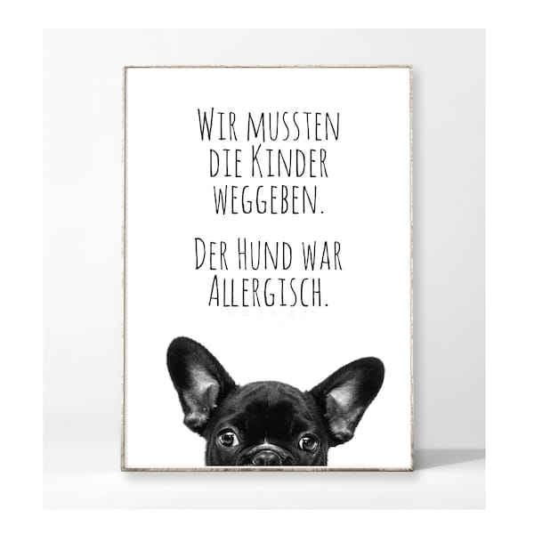 HUNDEALLERGIE Kunstdruck Poster Bild Typografie witzig Spruch Hund Haustier Familie Kinder Sprüche lustig ironisch