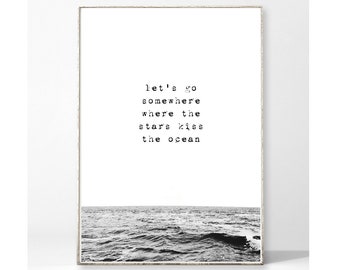 STARS & OCEAN art print poster image ocean sea waves surfing beach typography journey maritime