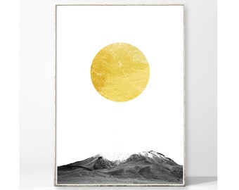 Walking on the moon Art Print Poster Image Landscape Mountains Abstract Circle Scandinavian Nordic Minimalist