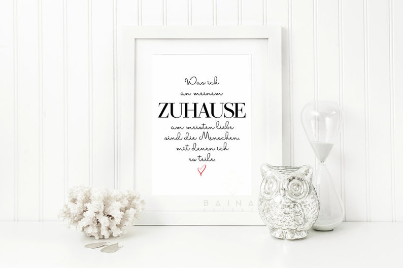 MEIN ZUHAUSE Kunstdruck Poster Bild Typografie Spruch Familie Etsy.de