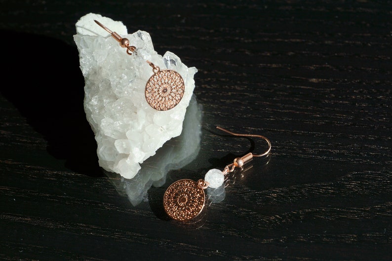 What type are you? Onyx or Rock Crystal earrings Rosegold Mandala-black or white