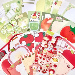 red & green stationery sets